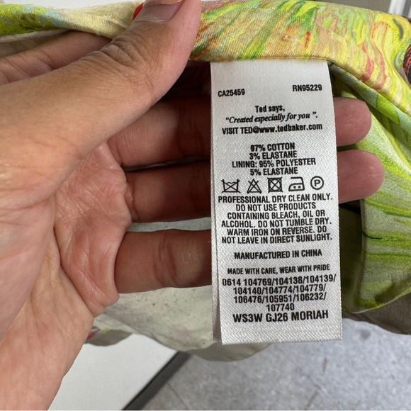 Ted Baker London Beige Trench Coat Size 2 Double Breasted Floral Lined Jacket - Picture 11 of 15